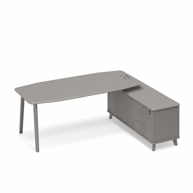 Стол руководителя с опорной тумбой правый (тип 2) Юнитекс ТМ М1 112 МП МП МП мокко премиум