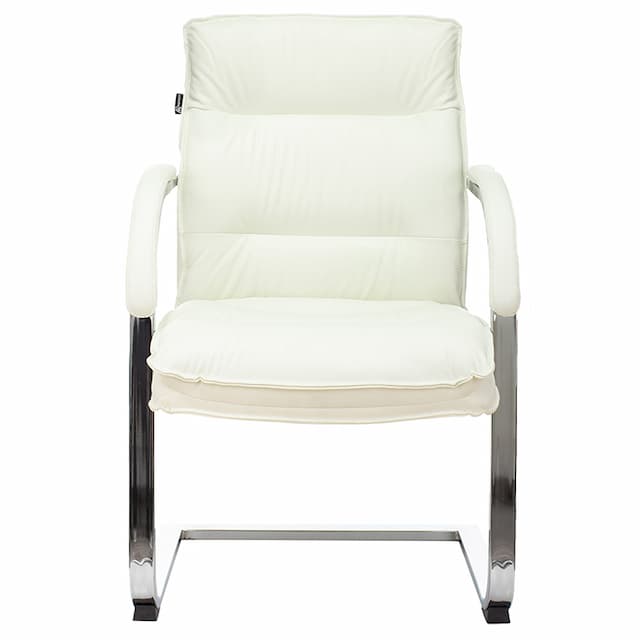 Кресло Бюрократ T-9927SL-LOW-V слоновая кость кожа низк.спин. полозья металл хром