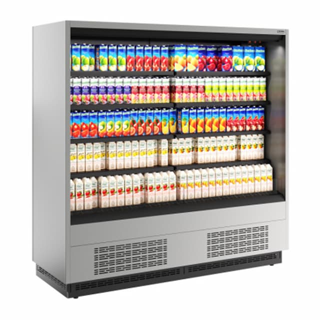 Витрина холодильная Carboma FC20-07 VM 1,9-2 0030 боковина металлическая с зеркалом (9006-9005) Cube 2 открытая