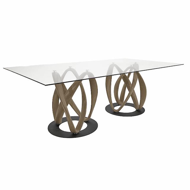 Стол CorsaStyle Инфинити двойной прямоугольный 2200х1200х760 (стекло / массив дуба)