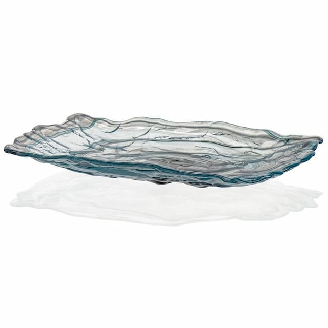 Тарелка прямоугольная ARDACAM Lava ARD 2098.58 28x17 см h 3 см (стекло, цвет / декор бирюзовый с белым и черным)