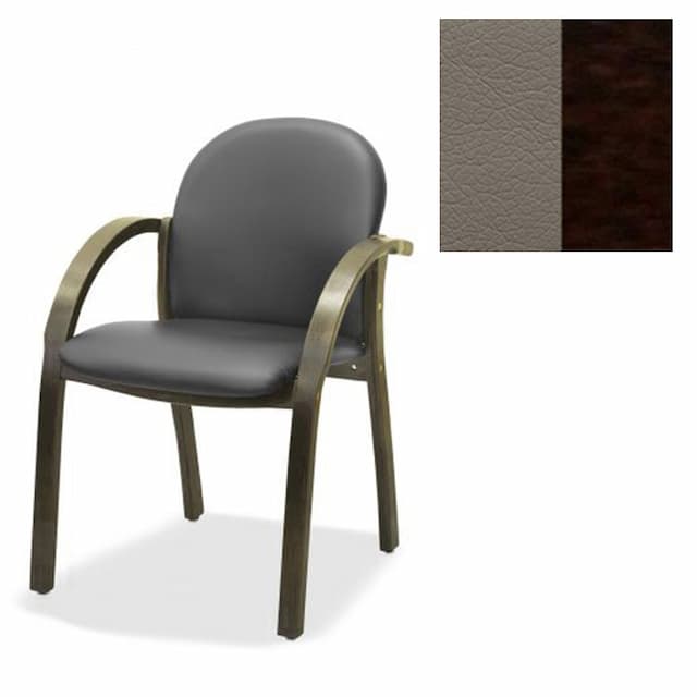 Офисный стул Юнитекс Джуно люкс экокожа премиум серо-коричневая CN6/дерево-венге