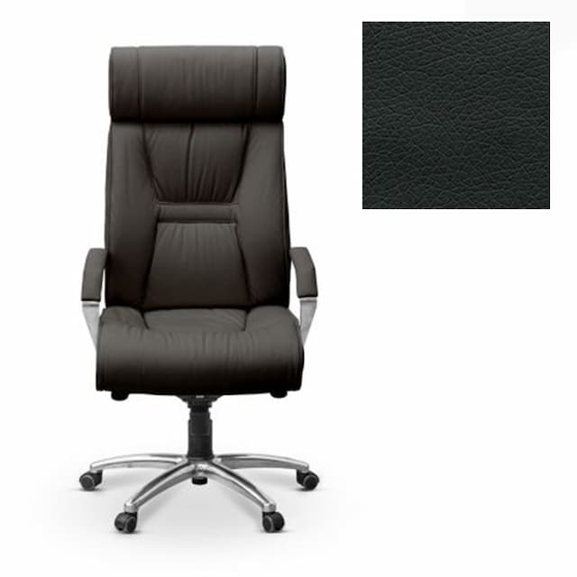 Кресло руководителя Юнитекс Олимп X хром экокожа премиум черная CN1114