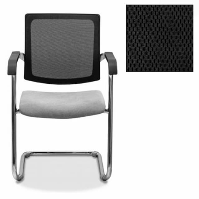 Офисный стул Юнитекс Домино X спинка-сетка ткань TW черная