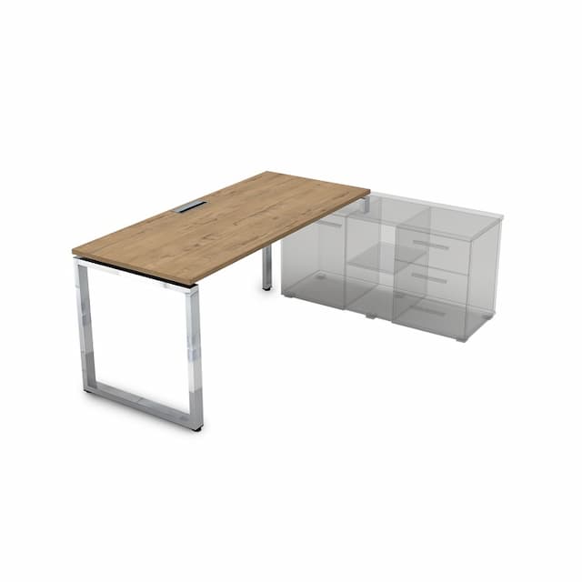 Стол рабочий, прямолинейный, правый АЛСАВ Gloss line НСТП-О.979 teakwood/металл глянец