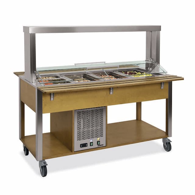 Стол Шведский охлаждаемый (защитное стекло подвижное) MetalCarrelli 6900.6M-R (дуб)